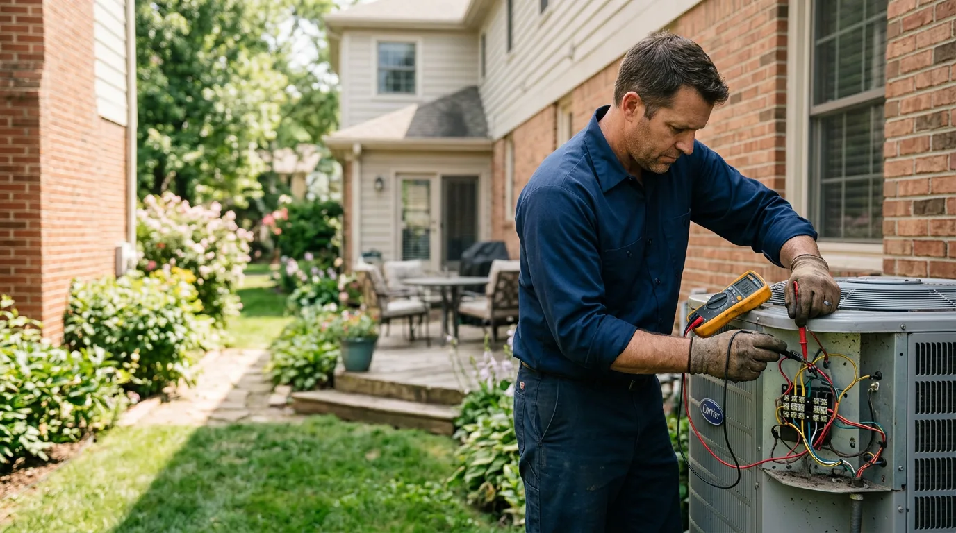 HVAC technician working near New Braunfels, TX